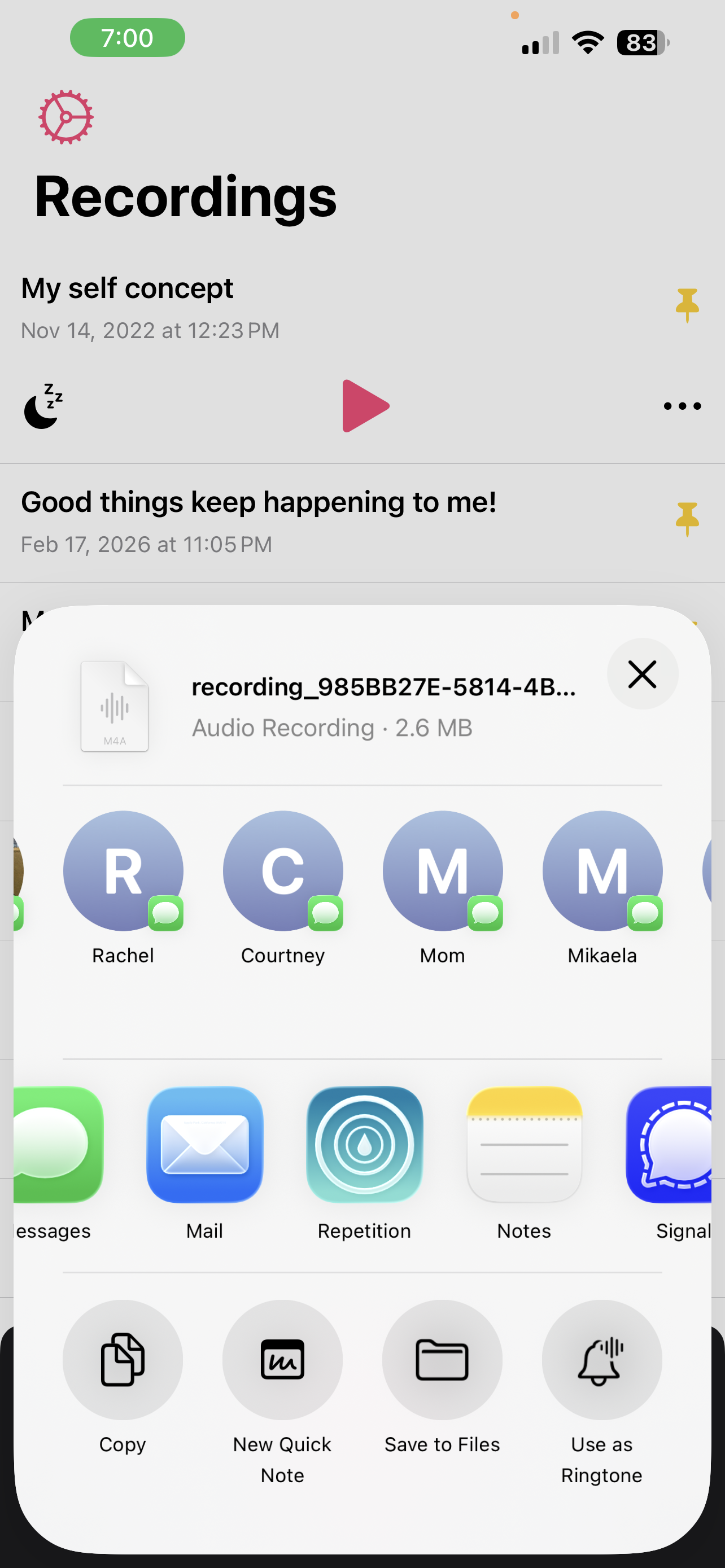 Importing affirmations from another app via the iOS share sheet